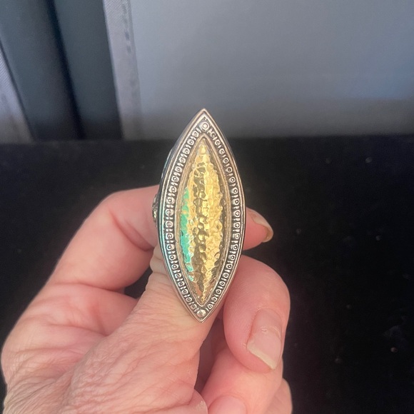 Konstantino Large Marquise 18k Hammered Gold Ring